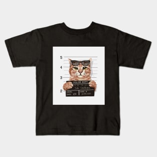 Funny cat got arreseted Kids T-Shirt